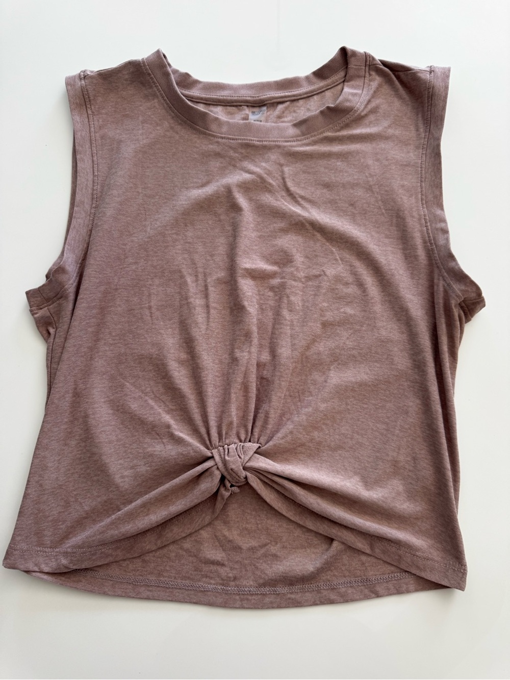 Beyond Yoga Mauve Taupe Twist Knot Front Muscle Tank Size Large NWOT Worn Once